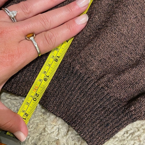 Free People Women’s Deep V Neck Sparkle Brown Sweater Size XS Pullover - Picture 7 of 8